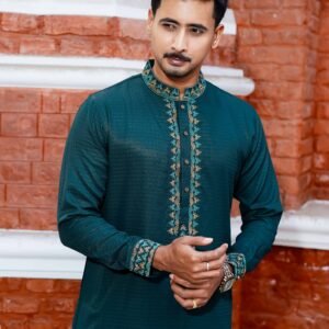 Ottoman Heritage Embroydery Panjabi | C-Tex Bottle Green