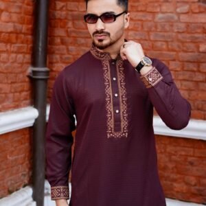 Ottoman Heritage Embroydery Panjabi | C-Tex Dark Maroon