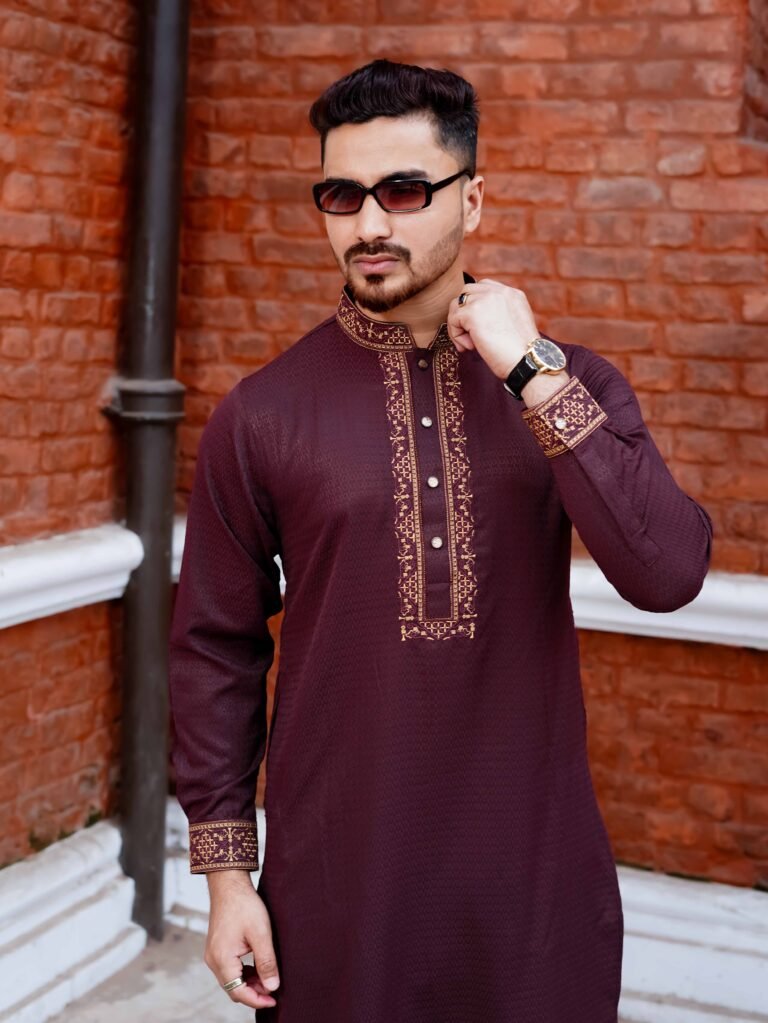 Ottoman Heritage Embroydery Panjabi | C-Tex Dark Maroon