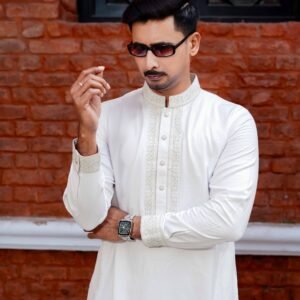 Ottoman Heritage Embroydery Panjabi | C-Tex White