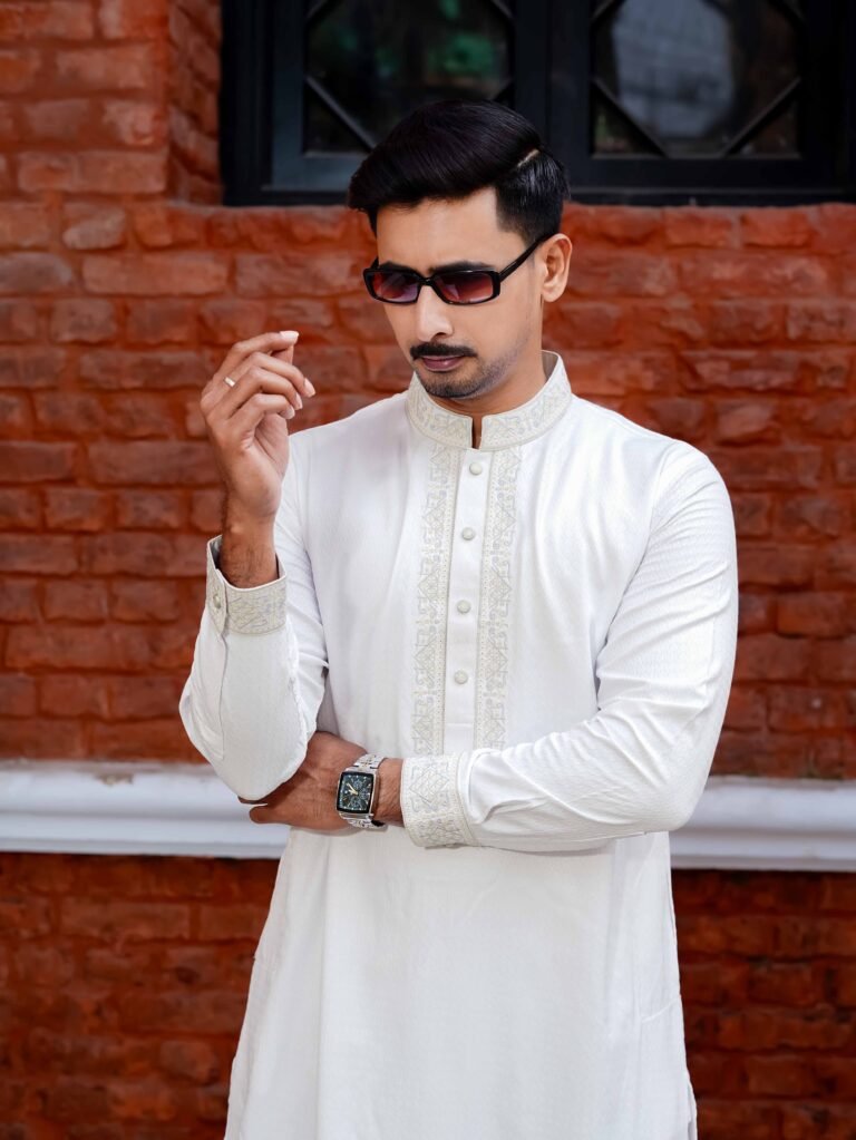 Ottoman Heritage Embroydery Panjabi | C-Tex White