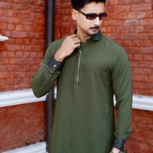 Ambush Cotton Panjabi | AMB Olive