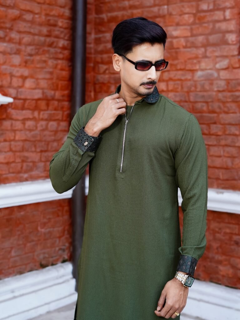 Ambush Cotton Panjabi | AMB Olive