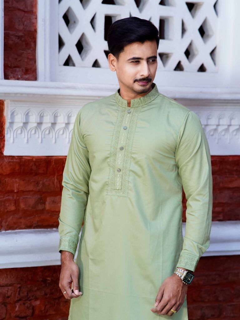 Mughal Embroidery Panjabi | Crs Green