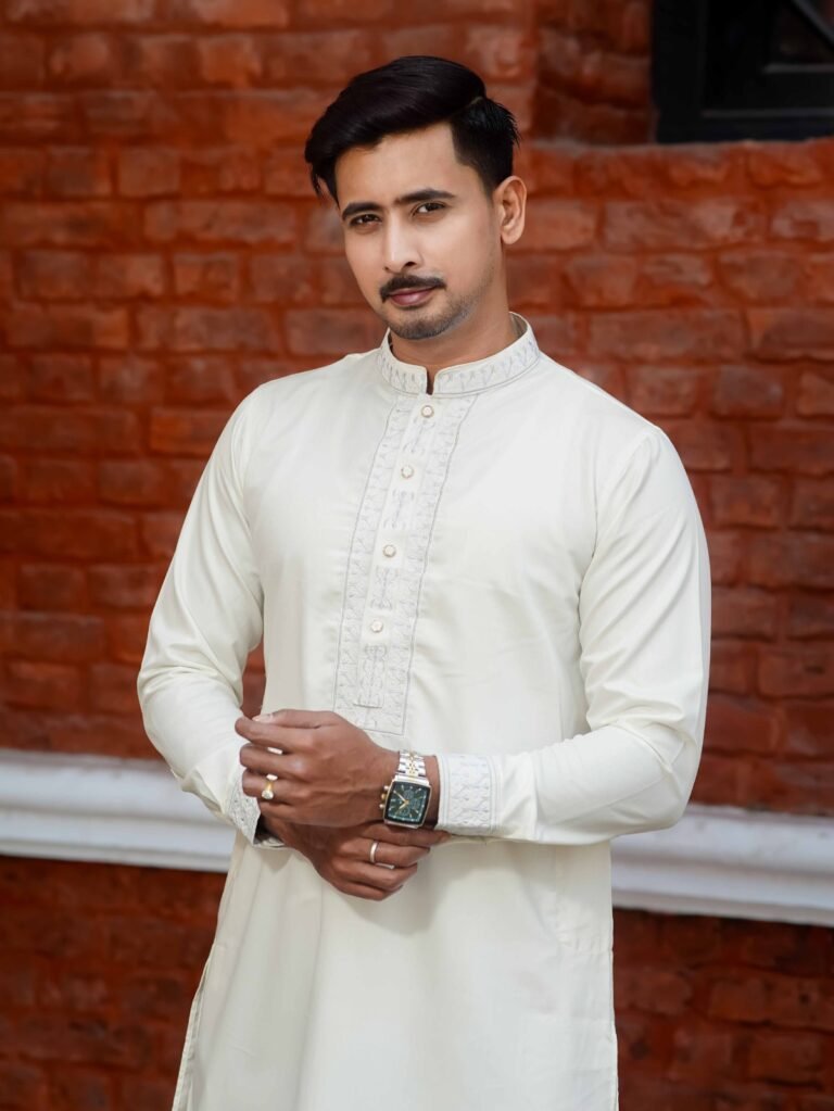 Mughal Embroidery Panjabi | Crs Cream